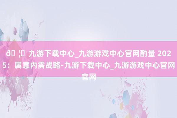 🦄九游下载中心_九游游戏中心官网酌量 2025：属意内需战略-九游下载中心_九游游戏中心官网